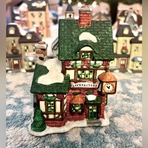 CHRISTMAS VILLAGE CLOCK FACTORY CERAMIC TRIM A HOME 1997